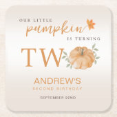 Onze Kleine Pompoen Herfst Herfst 2e Verjaardag Kartonnen Onderzetters (Voorkant)