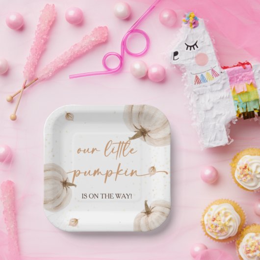 Onze kleine pompoen Herfst Herfst Baby shower Papieren Bordje (Feest)