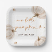 Onze kleine pompoen Herfst Herfst Baby shower Papieren Bordje (Voorkant)