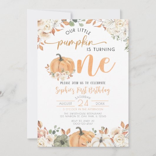Onze kleine pompoen herfst Herfst Bloemen 1e Verja Kaart (Voorkant)