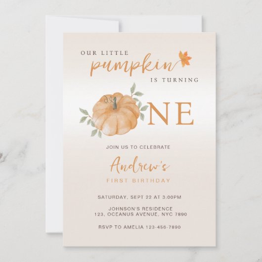 Onze kleine pompoen Herfst Herfst eerste 1e verjaa Kaart (Voorkant)