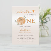 Onze kleine pompoen Herfst Herfst eerste 1e verjaa Kaart (Staand voorkant)