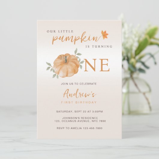 Onze kleine pompoen Herfst Herfst eerste 1e verjaa Kaart (Staand voorkant)