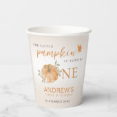 Onze kleine pompoen Herfst Herfst eerste 1e verjaa Papieren Bekers (Achterkant)