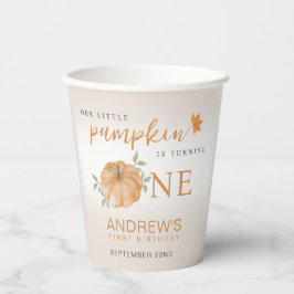 Onze kleine pompoen Herfst Herfst eerste 1e verjaa Papieren Bekers