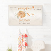 Onze kleine pompoen Herfst Herfst eerste 1e verjaa Spandoek (Insitu)