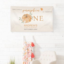 Onze kleine pompoen Herfst Herfst eerste 1e verjaa Spandoek