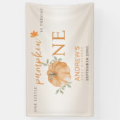 Onze kleine pompoen Herfst Herfst eerste 1e verjaa Spandoek (Verticaal)