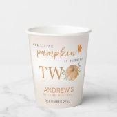 Onze Kleine Pompoen Herfst Herfst Tweede 2e Verjaa Papieren Bekers (Achterkant)
