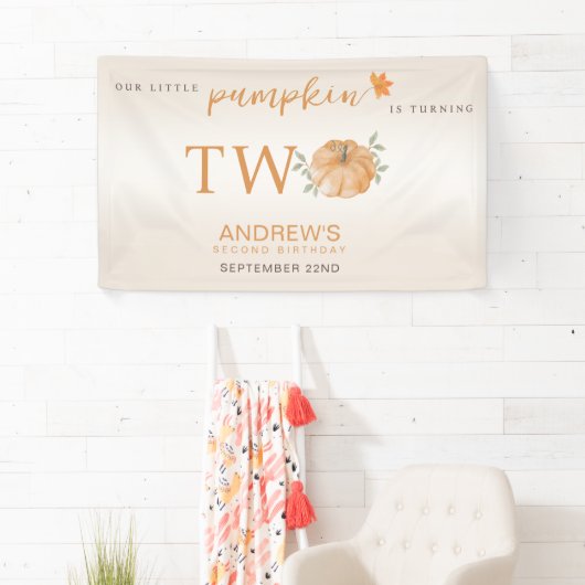 Onze Kleine Pompoen Herfst Herfst Tweede 2e Verjaa Spandoek (Insitu)