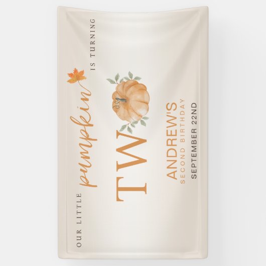 Onze Kleine Pompoen Herfst Herfst Tweede 2e Verjaa Spandoek (Verticaal)