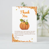 Onze kleine pompoen Herfst verjaardag Bedankkaart (Staand voorkant)