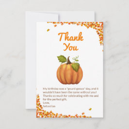 Onze kleine pompoen Herfst verjaardag Bedankkaart