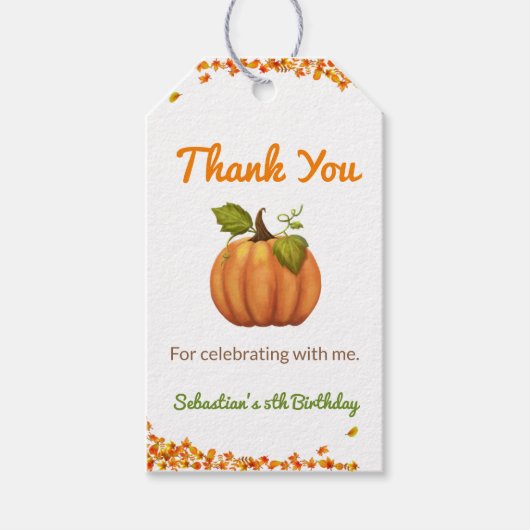 Onze kleine pompoen Herfst verjaardag Cadeaulabel (Voorkant)