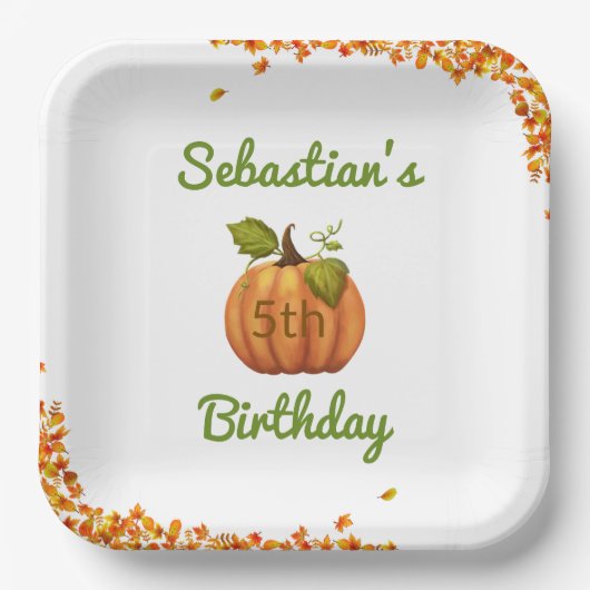 Onze kleine pompoen Herfst verjaardag Papieren Bordje (Voorkant)