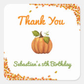 Onze kleine pompoen Herfst verjaardag Vierkante Sticker (Voorkant)