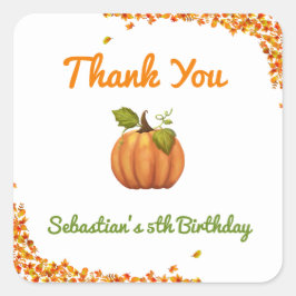 Onze kleine pompoen Herfst verjaardag Vierkante Sticker