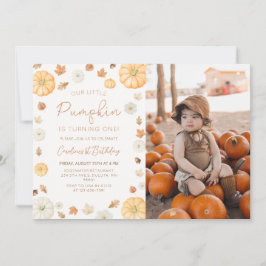 Onze Kleine Pompoen Herfst Verjaardagsfoto Kaart