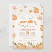 Onze Kleine Pompoen Herfst Waterverf Bloemen Verja Kaart (Voorkant)