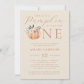 Onze kleine pompoen is één 1e verjaardag kaart (Voorkant)