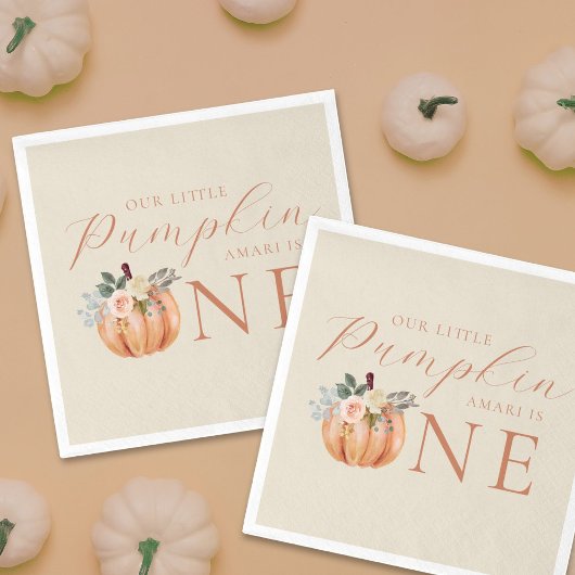 Onze kleine pompoen is één 1e verjaardag servet