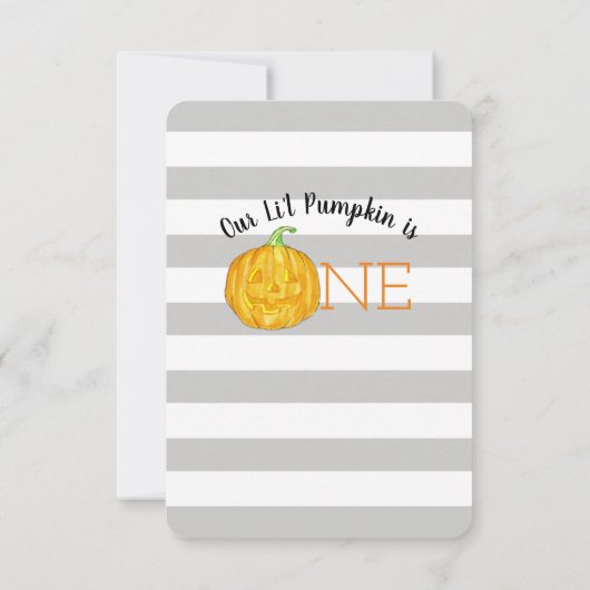 Onze kleine pompoen is één eerste verjaardag kaart (Achterkant)