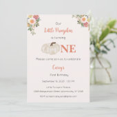 Onze kleine pompoen is één uitnodiging, 1e verjaar kaart (Staand voorkant)