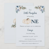 Onze kleine pompoen is één uitnodiging, 1e verjaar kaart (Voorkant / Achterkant)