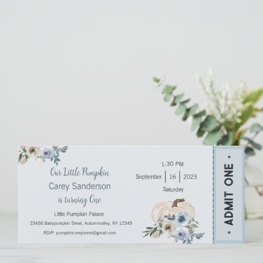 Onze kleine pompoen is één uitnodiging, 1e verjaar kaart (Staand voorkant)