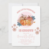 Onze kleine pompoen is groovy 1e verjaardag kaart (Voorkant)