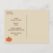 Onze kleine pompoen is hier Herfst geboorteaankond Briefkaart (Achterkant)