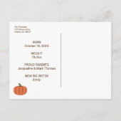 Onze kleine pompoen is hier Herfst geboorteaankond Briefkaart (Achterkant)