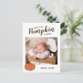Onze kleine pompoen is hier Herfst geboorteaankond Briefkaart (Staand voorkant)