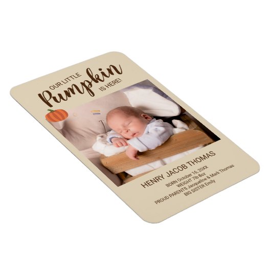 Onze kleine pompoen is hier Herfst geboorteaankond Magneet (Rechterzijde)