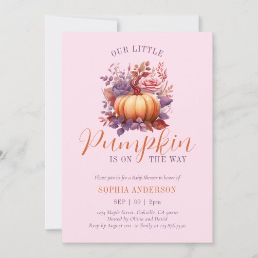 Onze kleine pompoen is onderweg naar blush Baby sh Kaart (Voorkant)