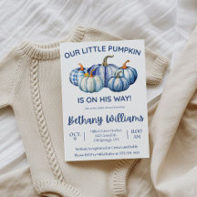 Onze kleine pompoen is op komst, blauwe Baby Showe