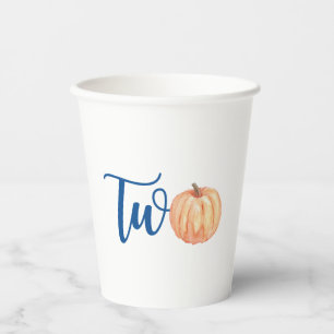 Onze Kleine Pompoen is Twee blauwe 2de verjaardag Papieren Bekers