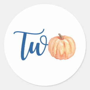 Onze Kleine Pompoen is Twee blauwe 2de verjaardag Ronde Sticker