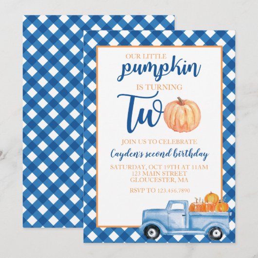 Onze kleine pompoen is twee blauwe vrachtwagen 2e  kaart (Voorkant / Achterkant)