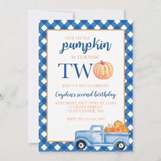 Onze kleine pompoen is twee blauwe vrachtwagen 2e kaart (Voorkant)