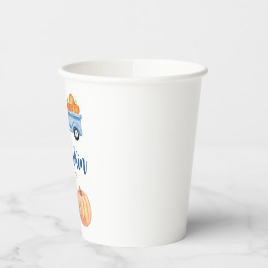 Onze Kleine Pompoen is TWEE blauwe vrachtwagen 2e  Papieren Bekers (Links)