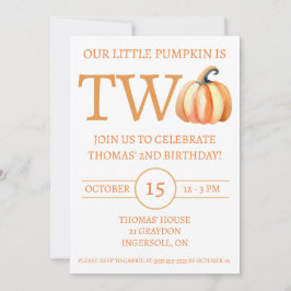 Onze kleine pompoen is twee, Kinderen verjaardagsf Kaart