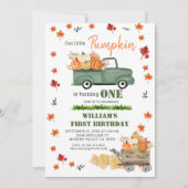 Onze kleine pompoen jongen eerste verjaardag groen kaart (Voorkant)