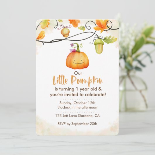 Onze kleine pompoen kaart (Staand voorkant)