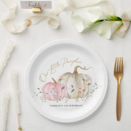 Onze kleine pompoen meisje 1e verjaardag papieren bordje