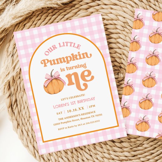 Onze Kleine Pompoen Meisje 1e Verjaardagsfeestje Kaart