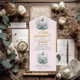 Onze Kleine Pompoen Meisje Baby Shower All In One Uitnodiging