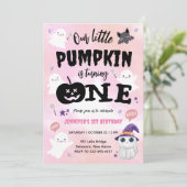 Onze kleine pompoen | Meisje Halloween 1e verjaard Kaart (Staand voorkant)