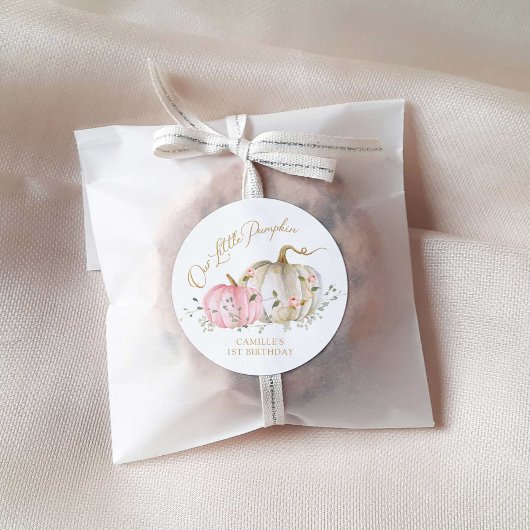 Onze Kleine Pompoen Meisje Verjaardag Ronde Sticker