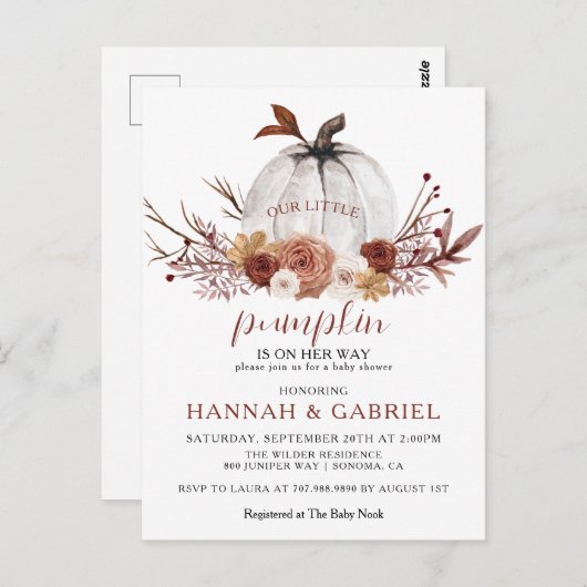 Onze kleine pompoen op weg Baby shower Briefkaart (Voorkant / Achterkant)